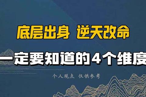 出身普通资源匮乏怎么逆天改命三个底层逻辑让你突破阶层束缚
