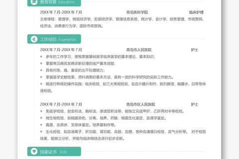 护士个人简历模板免费下载_专业护理求职简历范本