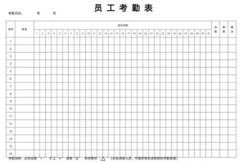 员工考勤表模板免费下载_高效考勤管理系统必备工具