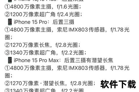 苹果手机参数-苹果iPhone 15系列核心参数解析 全面剖析摄像头性能处理器与屏幕显示技术