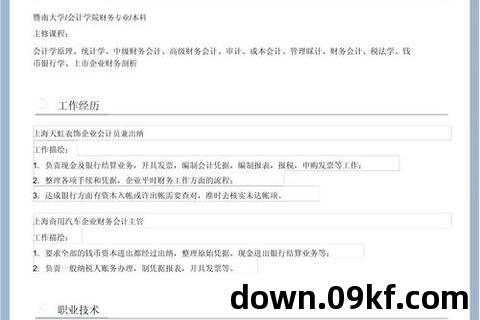 会计简历模板范文下载