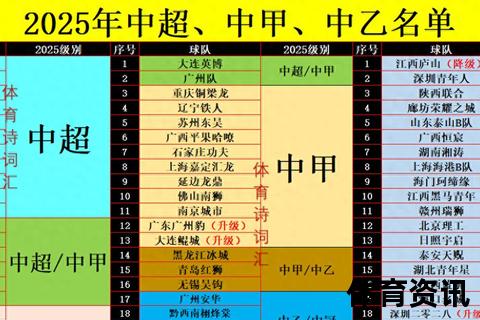 2025赛季中国足球联赛积分榜：中超中甲中乙排名解析