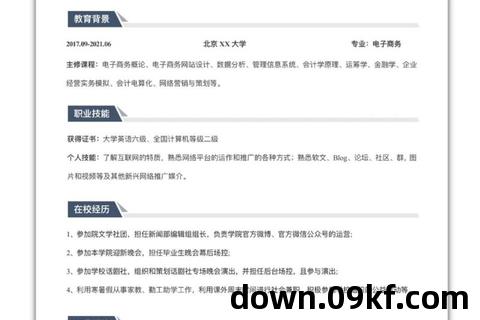 应届生毕业简历模板下载