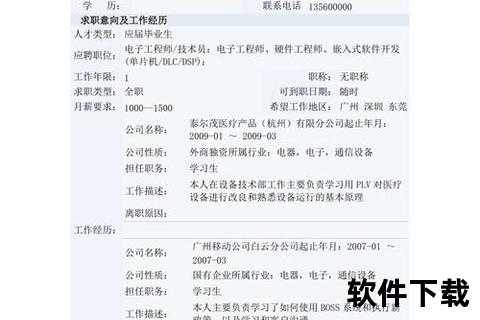 软件开发简历模板下载